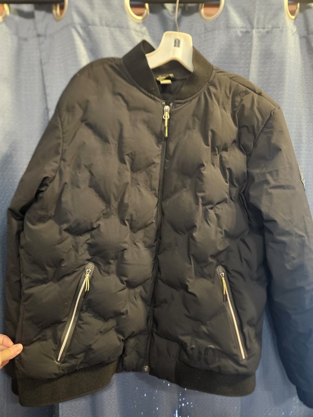 Men's Eddie Bauer Black Down Filled Quilted Bomber Jacket (L)